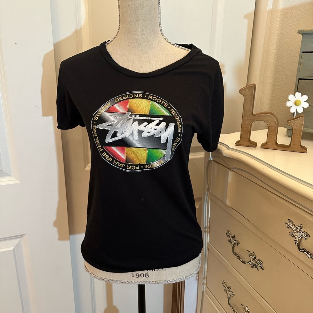 Black Stussy Graphic Women's Top